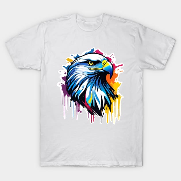 Eagle Head Dripping Rainbow Graffiti T-Shirt by VictoriaLehnard